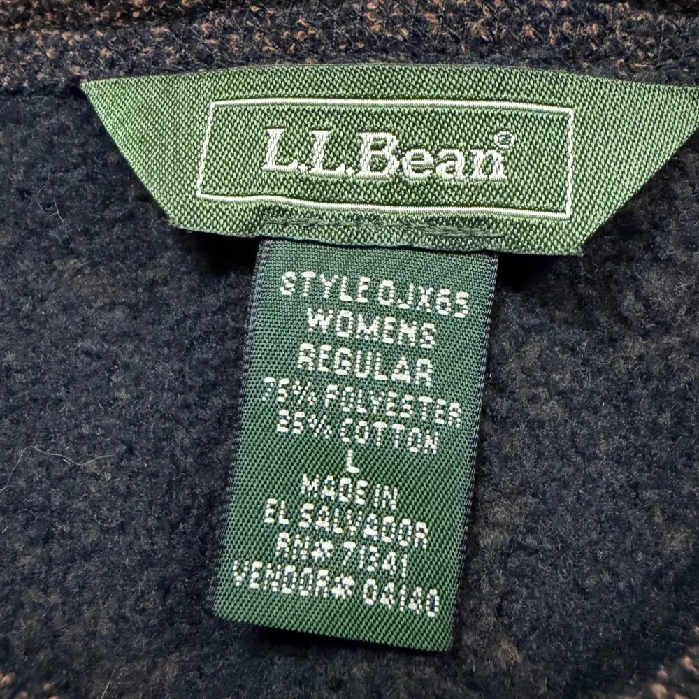 Vintage Y2K LL Bean Brown Textured Cardigan Jacket Metal Buttons Size L